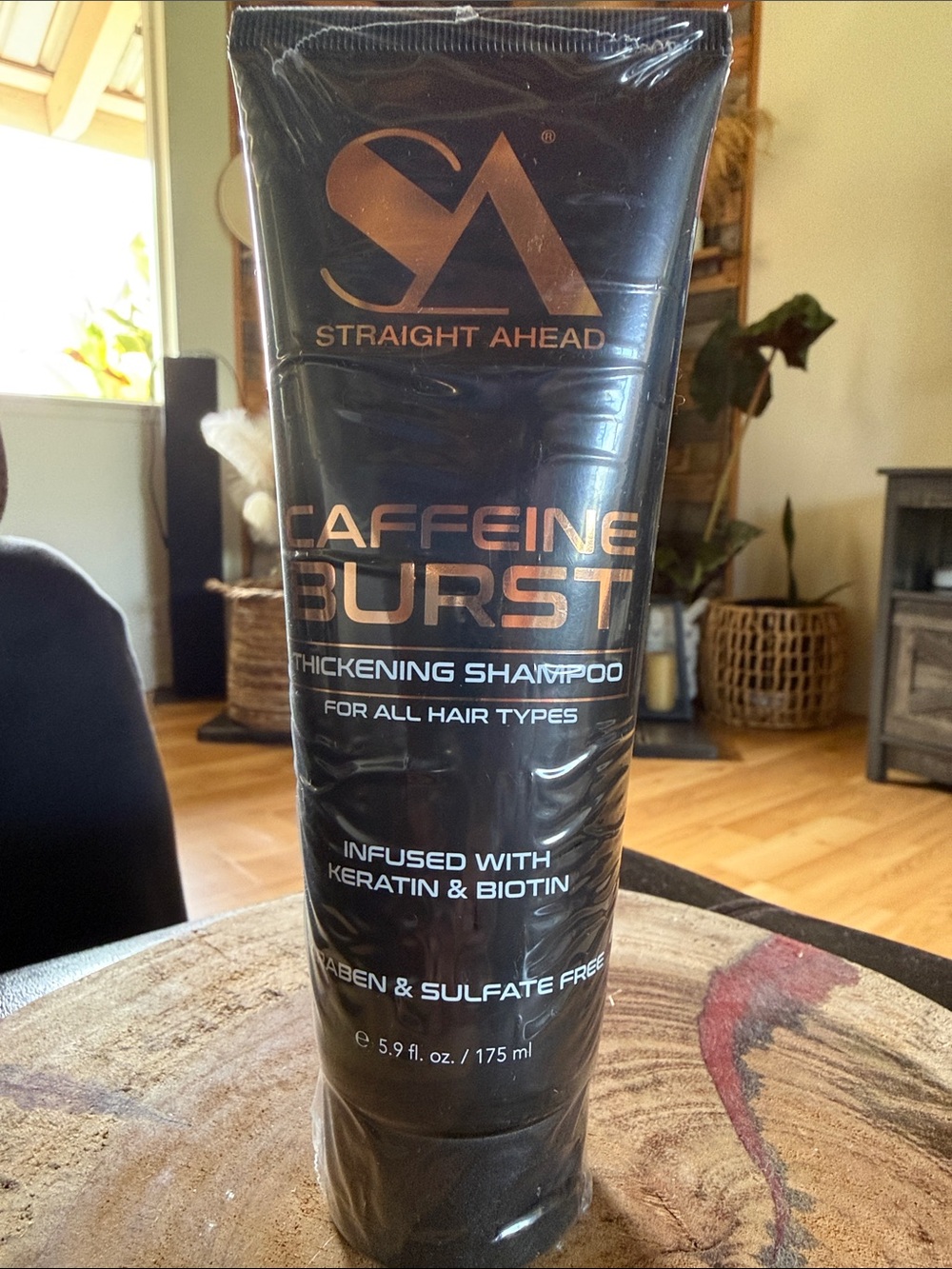 Straight Ahead Caffeine Burst Thickening Shampoo — Black with Copper Accents